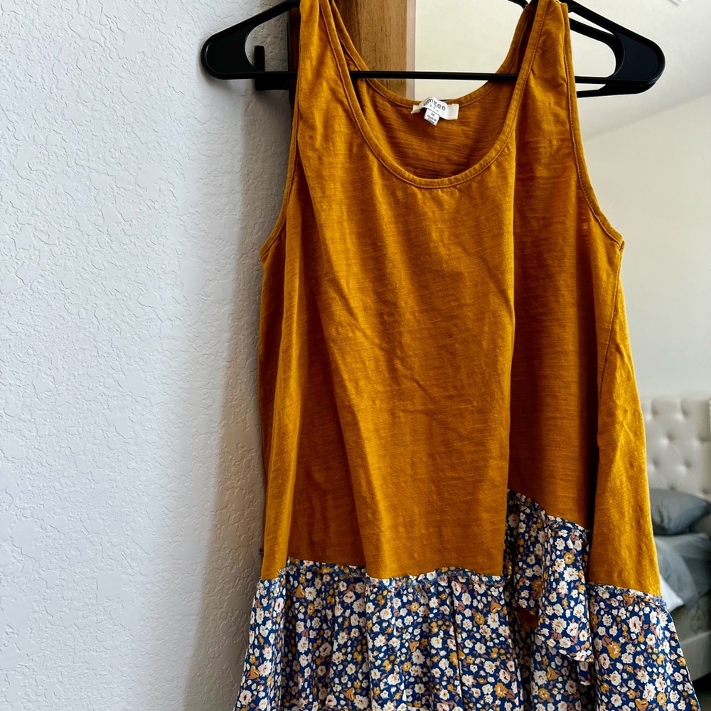 Umgee Mustard and Blue Floral Tank Top
